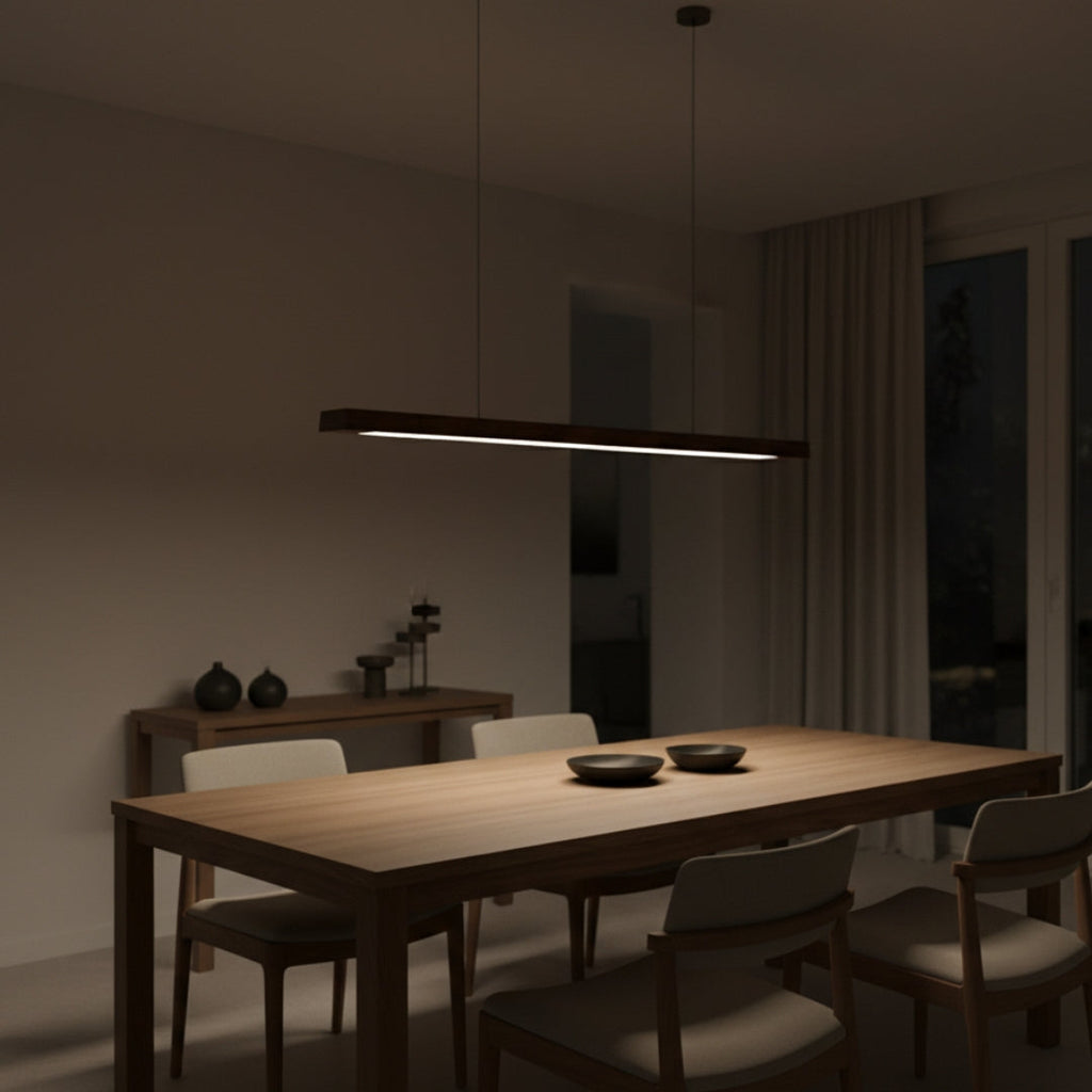 Suspension LED moderne en bois allongé Hang