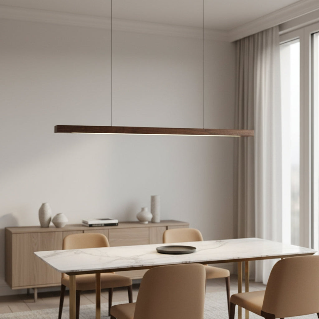 Suspension LED moderne en bois allongé Hang