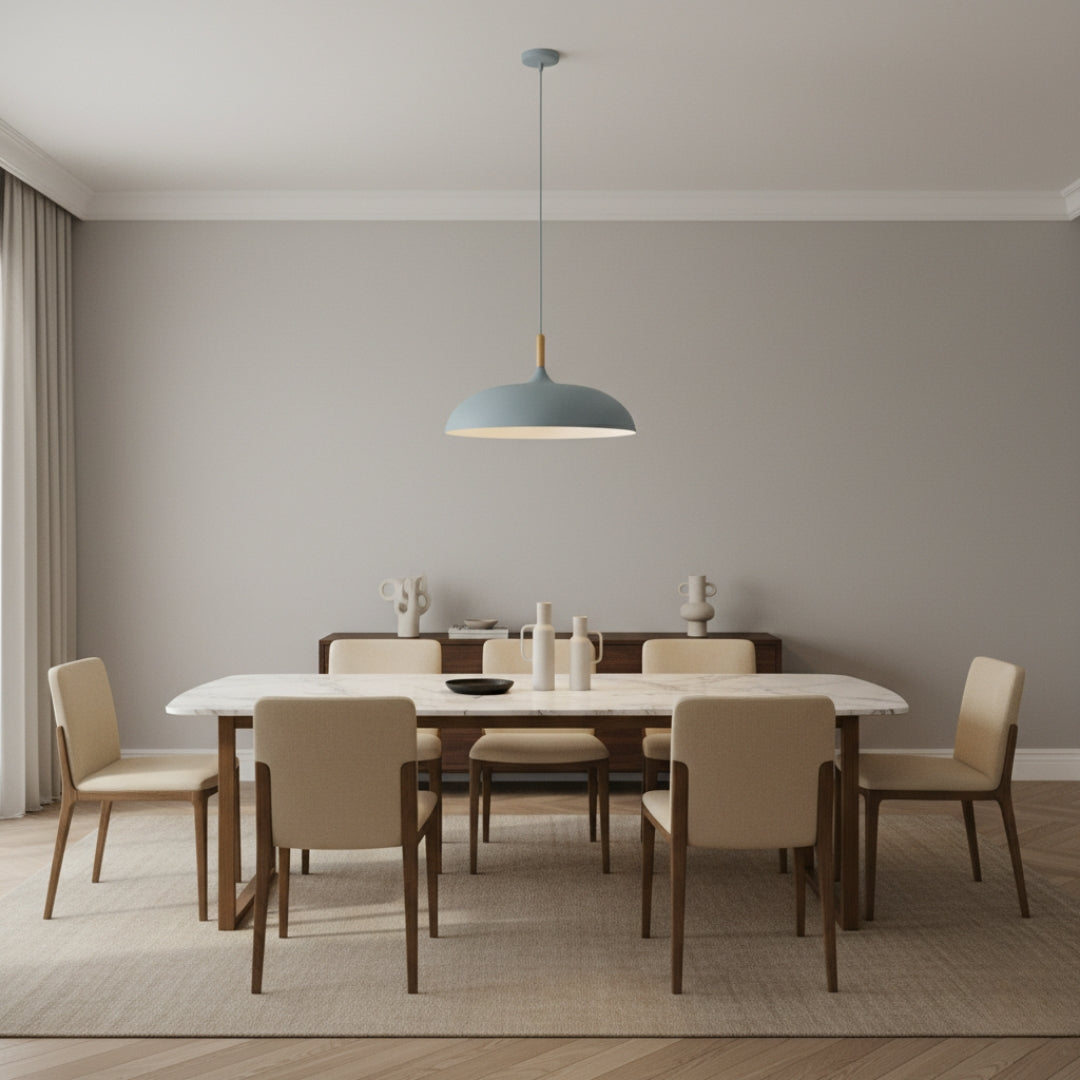 Suspension Aluminium Coloré avec Tige en Bois