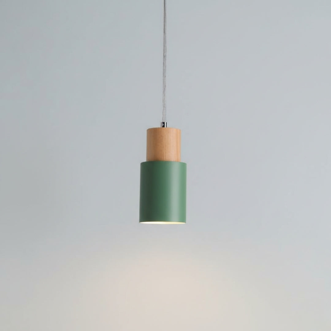Suspension Cylindrique Bois et Métal Coloré