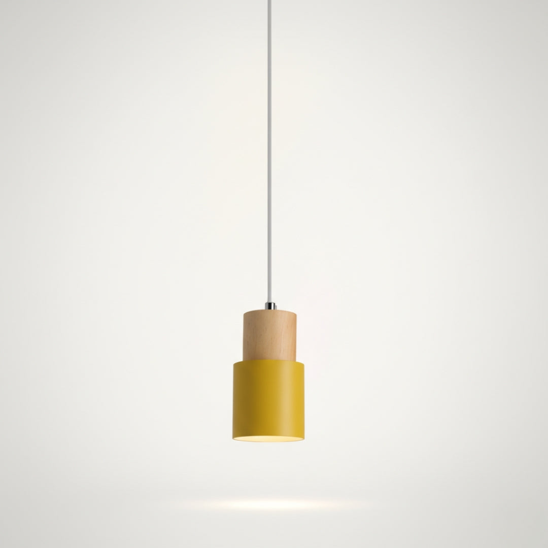 Suspension Cylindrique Bois et Métal Coloré