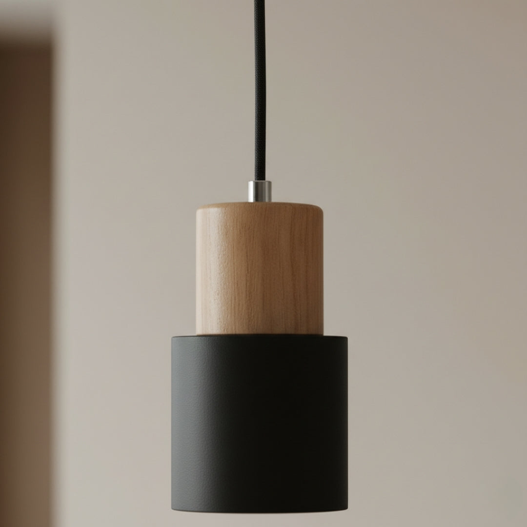 Suspension Cylindrique Bois et Métal Coloré