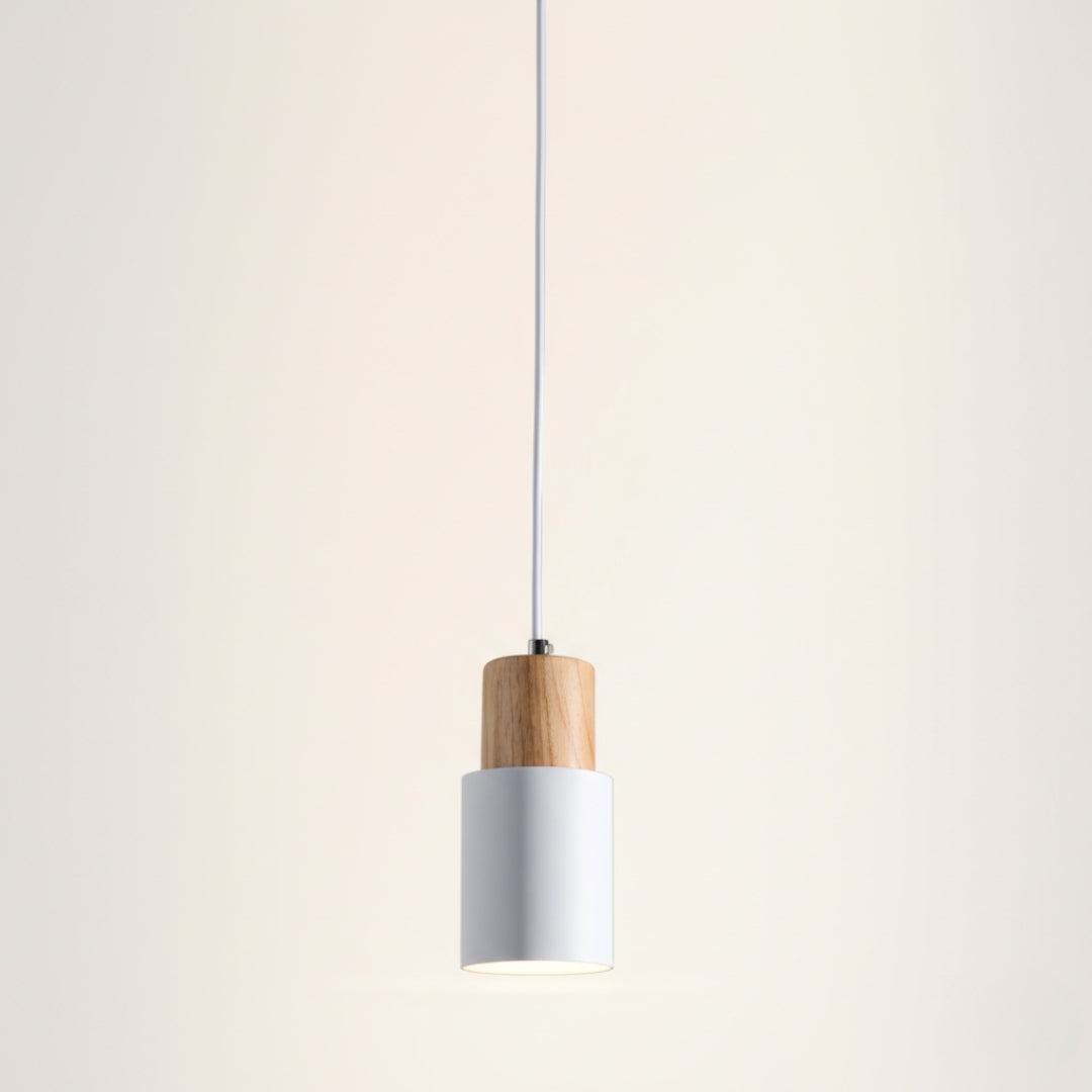Suspension Cylindrique Bois et Métal Coloré