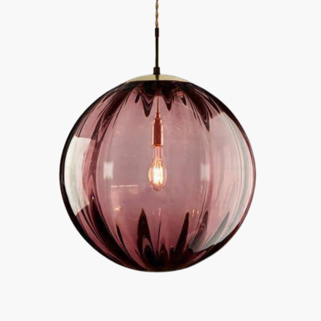 Suspension LED Boule en Verre Coloré Design Moderne