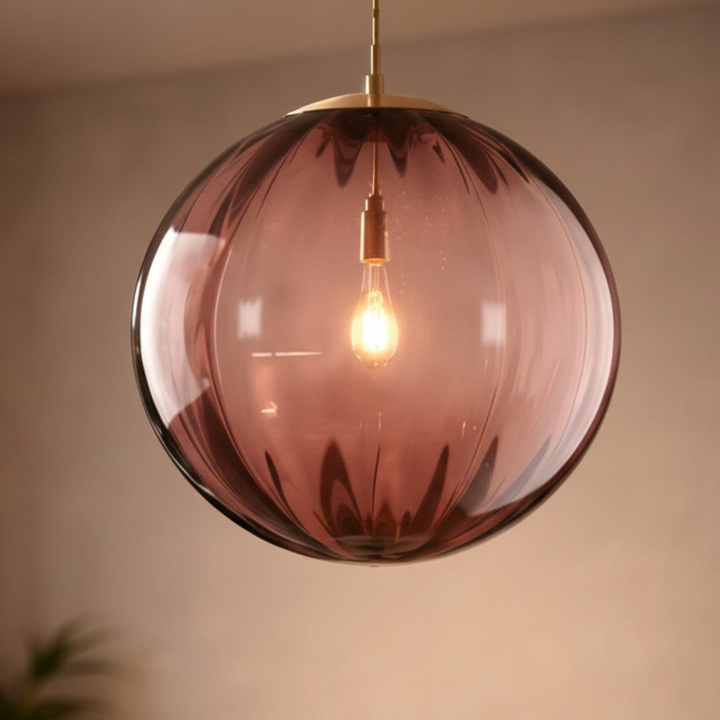 Suspension LED Boule en Verre Coloré Design Moderne