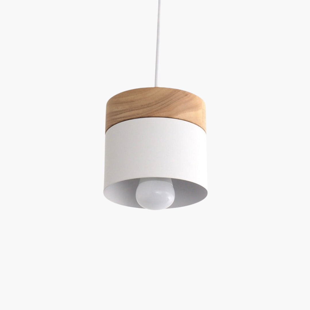 Suspension LED Cylindrique Métal et Bois Design Moderne