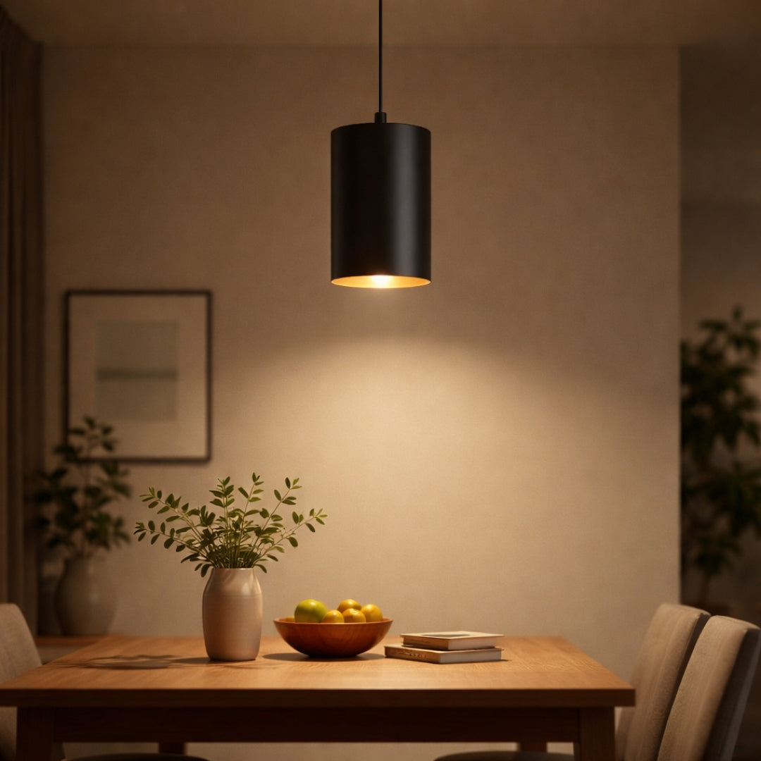 Suspension LED Cylindrique Noire Style Vintage