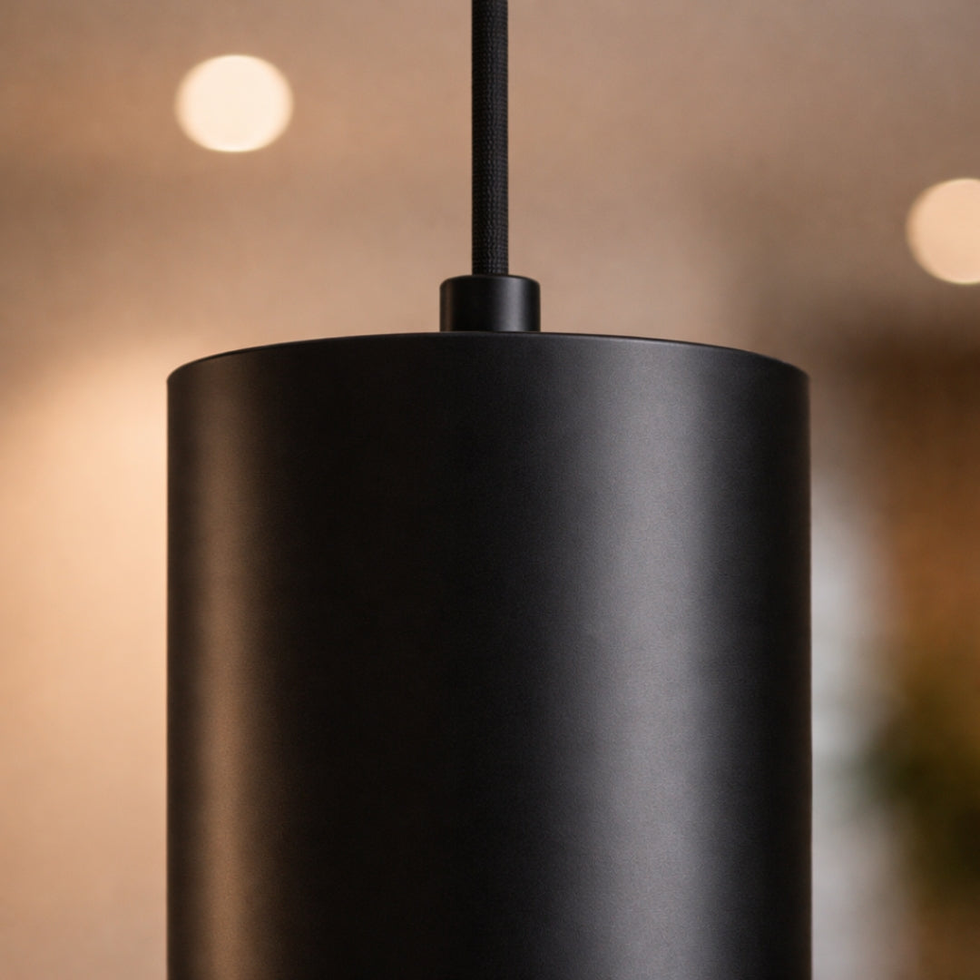 Suspension LED Cylindrique Noire Style Vintage