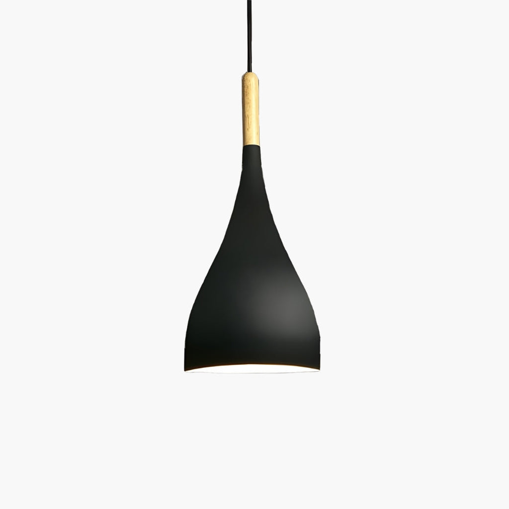 Suspension LED en métal coloré et baton en bois Nordic