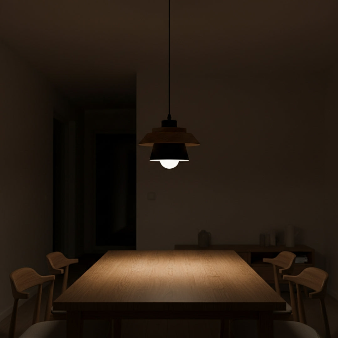Suspension Métal Coloré et Bois Style Nordic