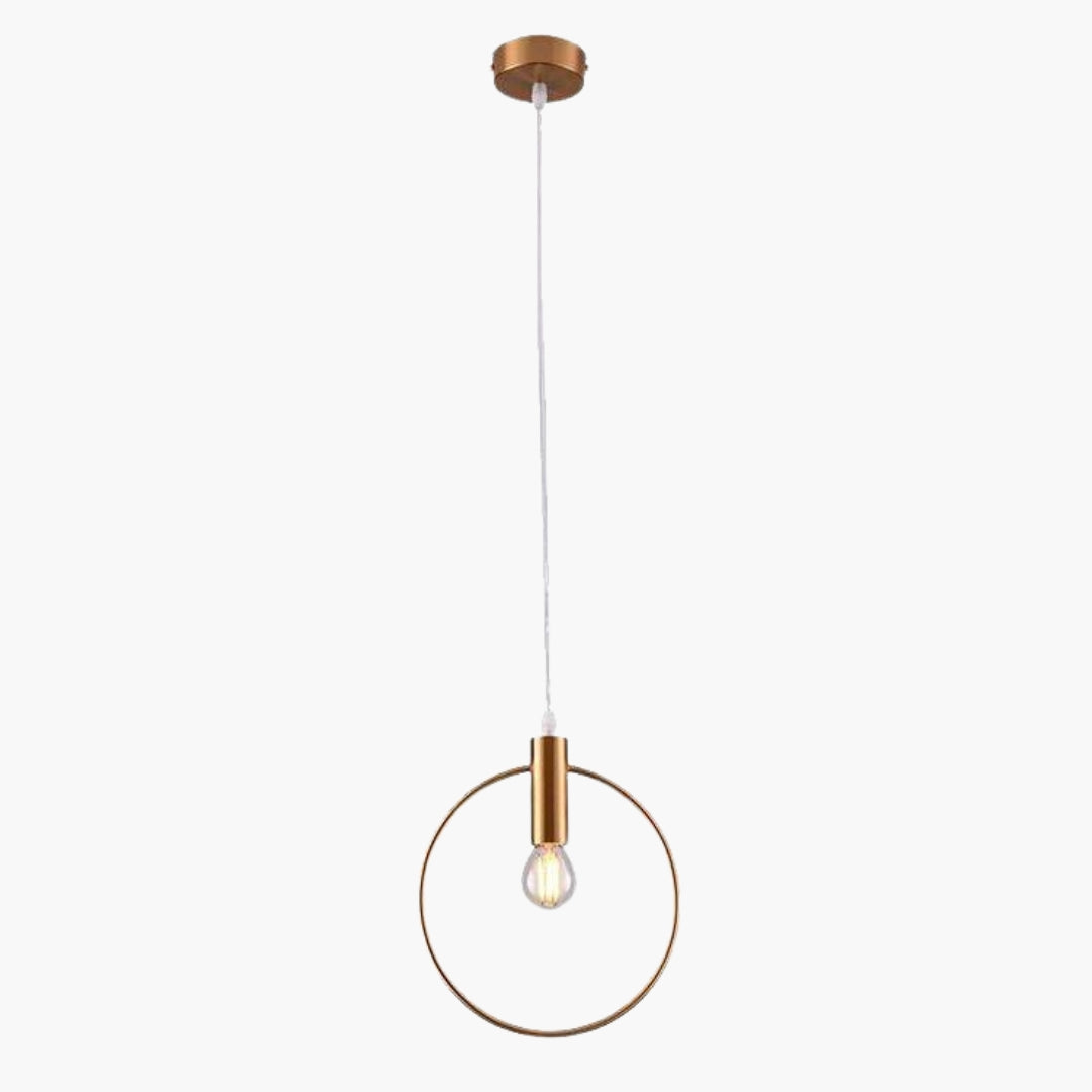 Suspension dorée à LED en forme de rond