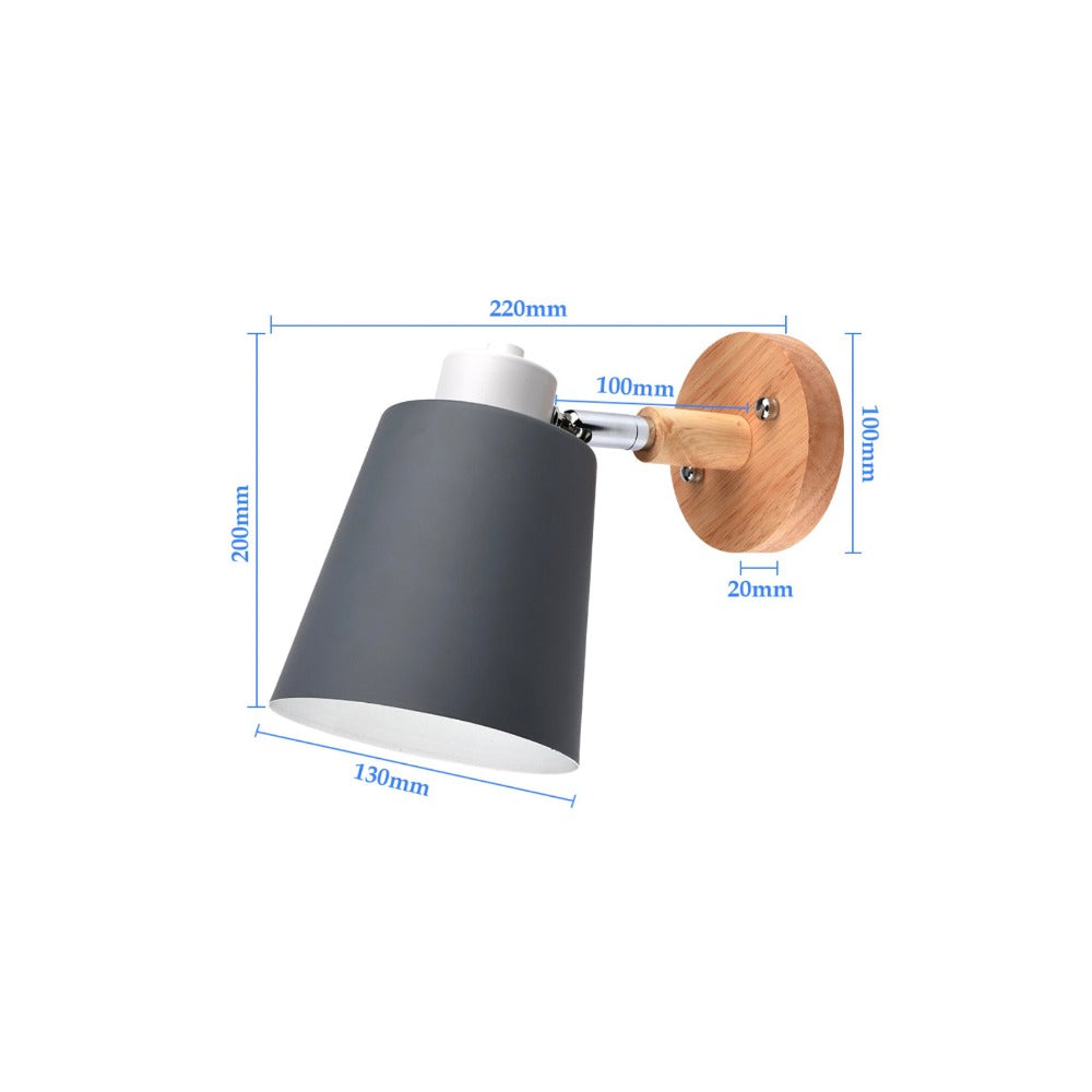 Applique Murale LED Orientable Métal et Support Bois