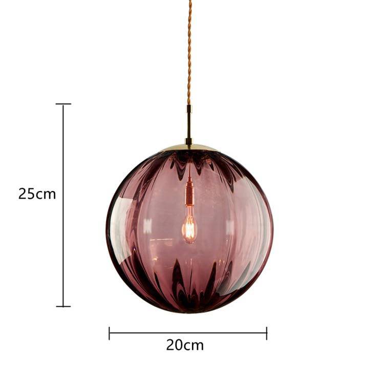 Suspension LED Boule en Verre Coloré Design Moderne