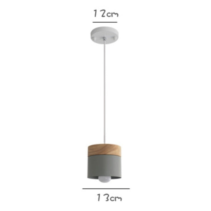 Suspension LED Cylindrique Métal et Bois Design Moderne