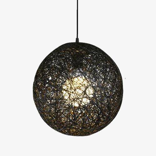 Suspension Boule en Papier Tressé Style Wicker Design Moderne